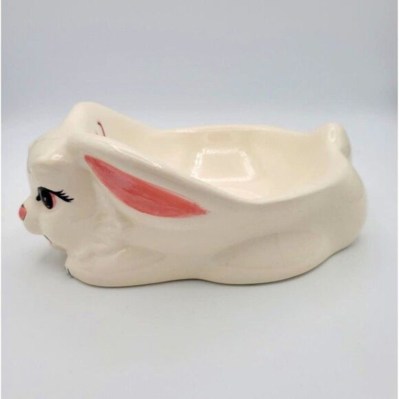 Handmade Ceramic Bunny Rabbit Trinket Candy Dish  with the name "Amy" - 1969 - Picture 2 of 8